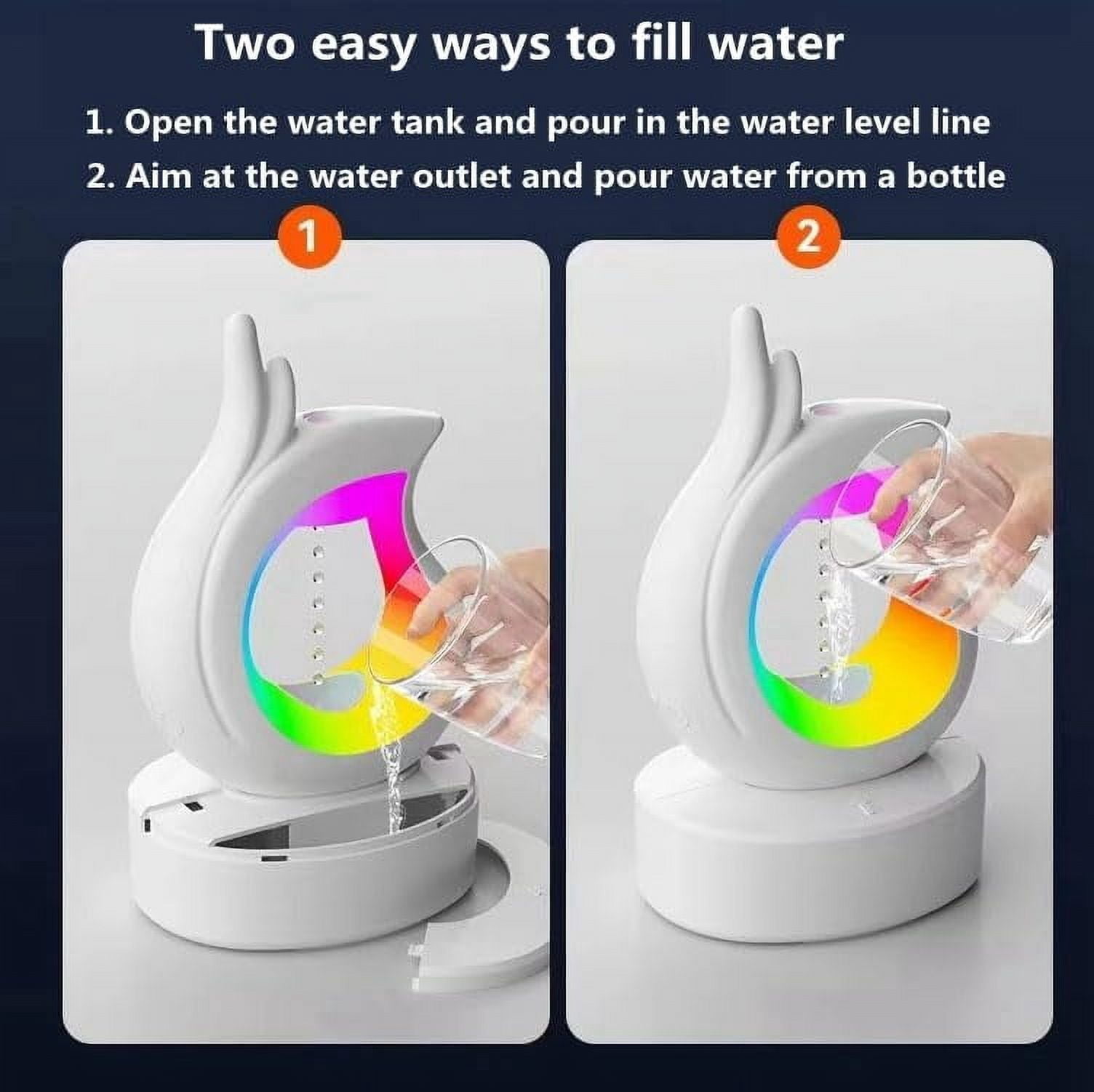 Anti Gravity Humidifier Water Drop Bluetooth Speaker with RGB LED Night Light 450ml Mist Humidifier Bedside Lamp Desktop Humidifier Auto Power-Off Protection for Large Room Bedroom Home Office