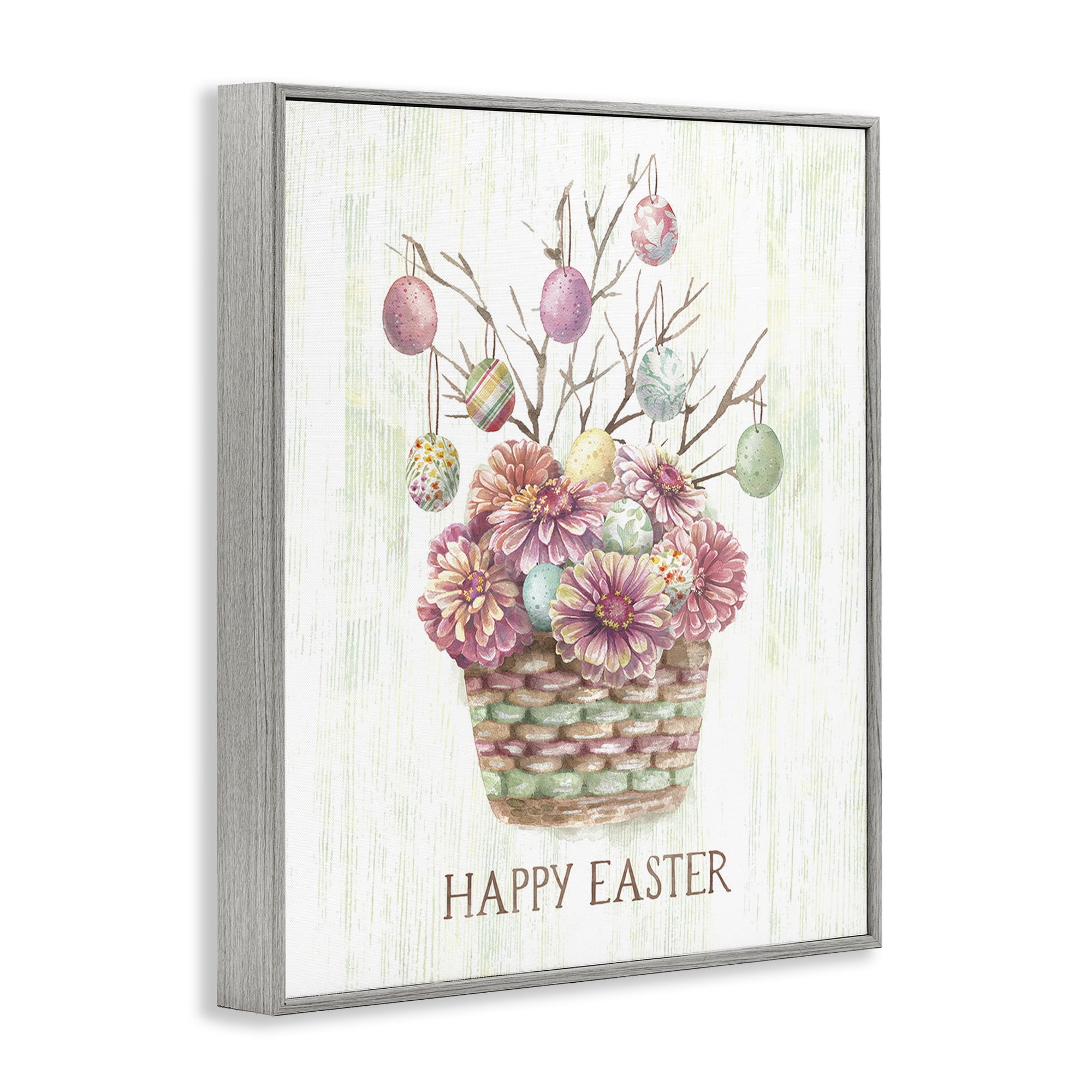 Happy Easter Bouquet Gray Framed Giclee Art, 11 x 14, By Courtney Morgenstern