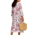 thumbnail image 2 of DISNIMO Floral Printed Linen-Like Maxi Dresses for Women Casual 3/4 Sleeve Midi Dress V Neck Loose Dresses Lightweight Long Dresses, M, 2 of 6