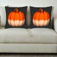 thumbnail image 3 of Set of 2 18x18in Throw Pillow Covers with Vibrant Pumpkin Design on Dark Background - Perfect for Couch Bed or Car Decor, 3 of 8
