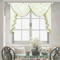 VOGOL Sheer Valance Curtains, Plants Print Waterfall Swag with Bead Tassels 59x43 Inches for Nursery & Bedroom