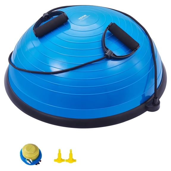 VEVOR Half Exercise Ball Trainer, 23 inch Balance Ball Trainer,660lbs Capacity Stability Ball, Yoga Ball with Resistance Bands & Foot Pump,Strength Fitness Ball for Home Gym, Full Body Workout,Blue