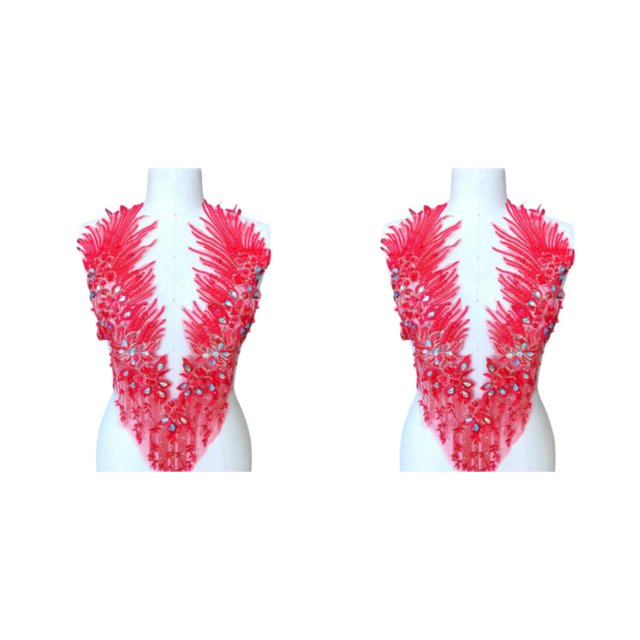 maskred Sturdy And Durable Lace Applique With 3D Beads And Rhinestones With Materials Are Sturdy And Durable Multiple Colors red A 2Set