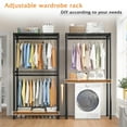 thumbnail image 5 of Clothes Rack, Heavy Duty Clothing Rack for Hanging Clothes, Clothing Rack with Wheels, Adjustable Metal Garment Rack, 15.7"D x 35.5"W x 79"H, Black, 5 of 8