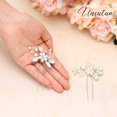thumbnail image 3 of Bride Wedding Hair Pins Silver Crystal Bridal Hair Accessories Pearl Flower Hair Pieces for Women and Girls(Pack of 2) (Silver), 3 of 4