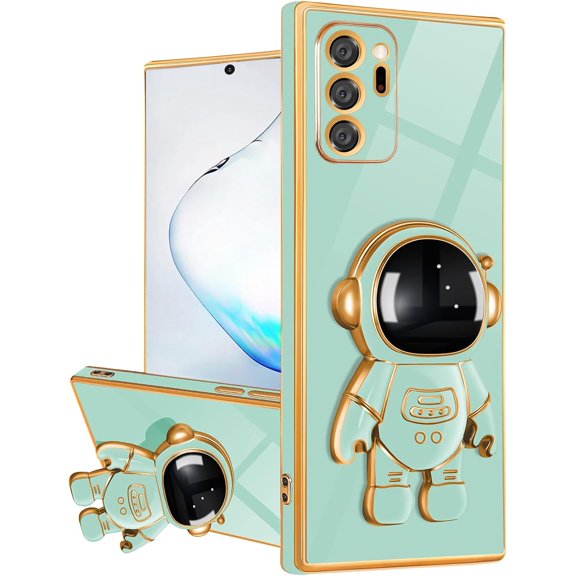 ZUKKASHAN Compatible with Samsung Galaxy Note 20 Ultra 5G Case with Cute Astronaut Kickstand Design Soft TPU Protective Shockproof Plating Phone Case for Galaxy Note 20 Ultra