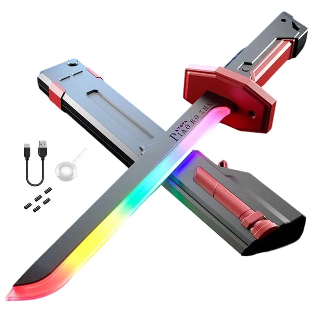 Led Mist & Spark Costume Sword with Auto Eject - Motion-Activated Sound & Fog Effects for Cosplay, Display & Themed Events, Usb-C Rechargeable