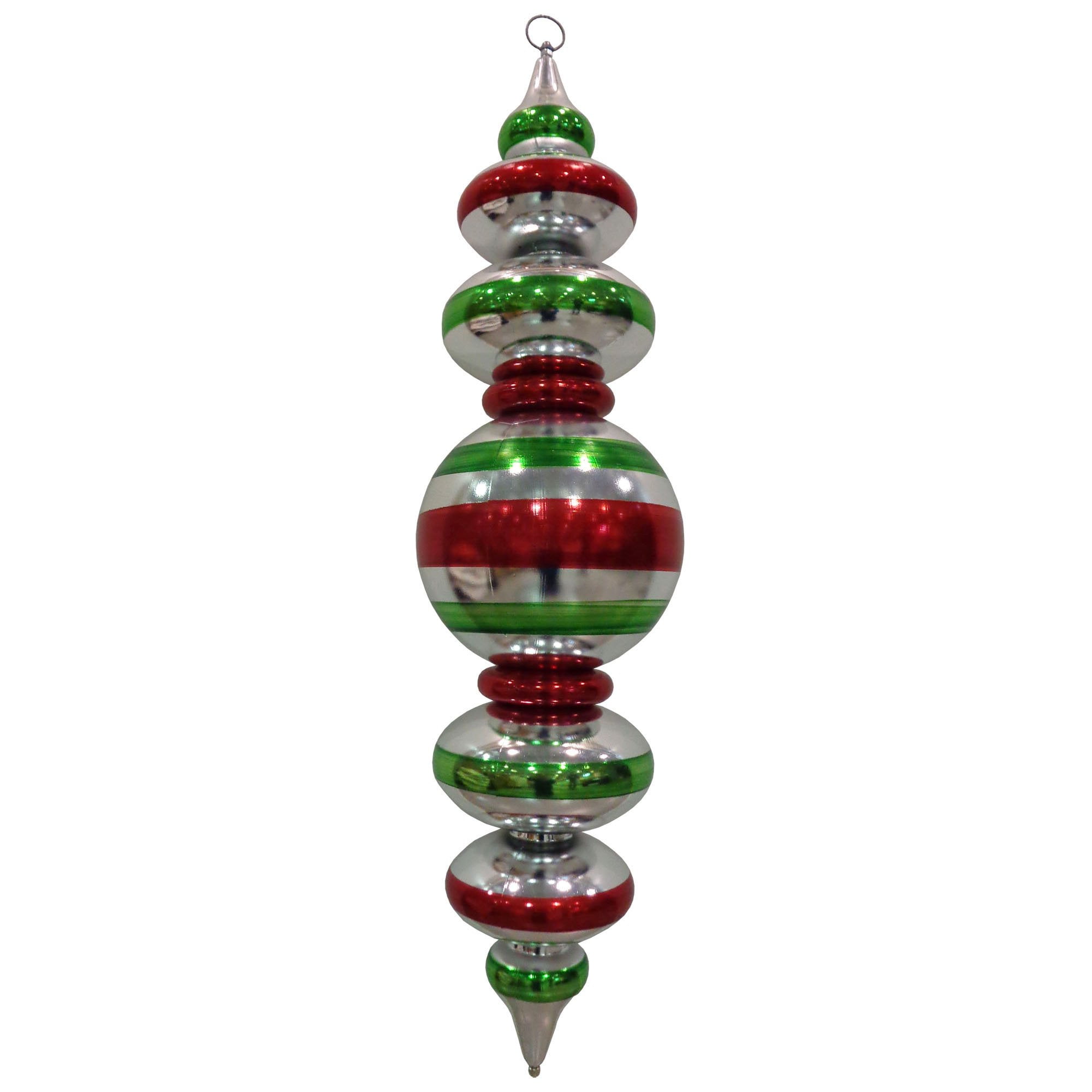 Multipiece Finial Shatterproof Large Ornament, 40", Red Green Silver