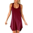 thumbnail image 6 of Women's Summer Dresses Sleeveless Sleeve Round Neck Solid Loose Short Flowy Pleated Mini Babydoll Dress Women 2025 Summer Tank Dresses Crew Neck Fit Short Casual Ruched Bodycon Party Club Mini Dress, 6 of 9