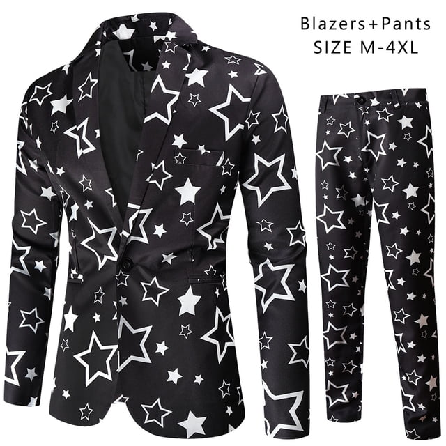Conjunto de traje informal de primavera y otoño para hombre, conjunto de dos piezas con estampado digital a la moda para hombre