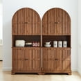 thumbnail image 6 of LEFHDA 71" Tall 5-Tier Arched Kitchen Pantry Cabinet with Doors, Large Storage Cabinet Freestanding Wooden Storage Cabinet for Kitchen, Living Room & Bathroom (Walnut), 6 of 9