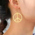 thumbnail image 6 of RSAMD Vintage Peace Sign Symbol Drop Earring For Women Geometric Round Stainless Steel-Gold Color, 6 of 7