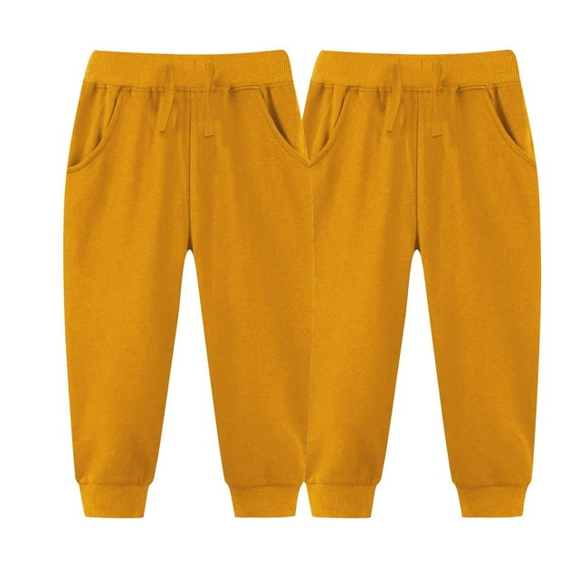 MeetoTime 2PC Toddler Boys Girls Sweatpants Baby Elastic Waist Solid Color Sports Long Pants Suitable for 2-7 Years