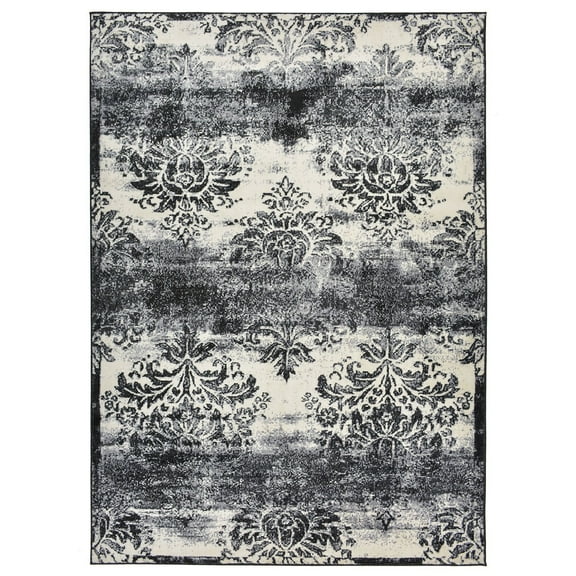 Studio Collection Vintage French Damask Design Contemporary Modern Area Rug Rugs 3 Different Color Options  (Damask Ivory / Grey, 5 x 7)