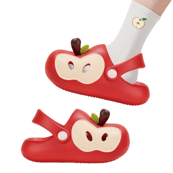 Lusa Children's Slippers Shoes Fruit Shape Slippers for Boys and Girls in Summer Cute Home Thick Bottom Can Wear Outside Shoes Lightweight Breathable Beach Slipper Red 9-10 Years