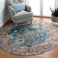 thumbnail image 3 of SAFAVIEH Shivan Zeke Oriental Distressed Area Rug, Blue/Red, 6'7" x 6'7" Round, 3 of 9