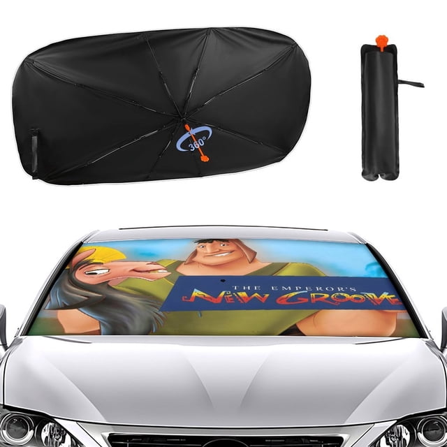 Las Locuras del Emperador Sombrilla Solar para Auto - Protector de Parabrisas Plegable | Cortina Solar Delantero | Bloqueo UV y Aislamiento de Calor 133x73cm