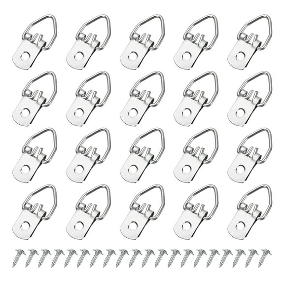 Uxcell 50Pcs D-Ring Picture Hangers with Screws, Single Hole Picture Hanging Hardware, Picture Hooks for Artwork Silver