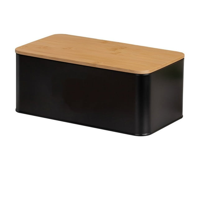 Caja de pan con tapa de madera para encimera de cocina - tapa de tabla de cortar de calidad