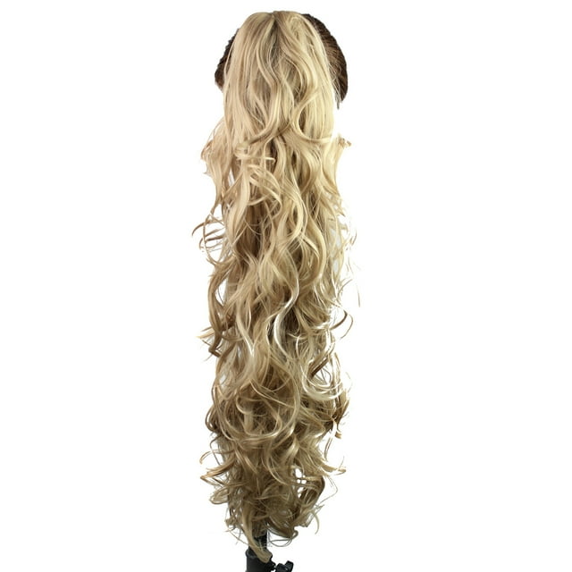26-Inch Long Messy Curls Claw Clip Ponytail Extensions Synthetic Clip in Drawstring Curly Ponytail Hairpiece Jaw Clip Hair Extensions (16#)