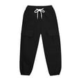 thumbnail image 6 of MKOSPLRT 3-12 Years High Waist Cargo Pants for Kid Baggy Wide Leg Pants Solid Color Cinch Bottom Sweatpants Fashion Y2k Pants with Pocket, 6 of 8