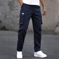 thumbnail image 2 of Pantalon Cargo en Ripstop pour Homme Pantalon Tactique Pantalon de Randonnée avec Multiples Poches Résistant à l'Eau pour Plein Air Pêche Militaire Travail Tenue Quotidienne Coupe Confortable / IhhxPro, Navy L, 2 of 9
