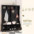 thumbnail image 3 of Bellemave Hall Tree with Storage and Hooks, Wooden 3-in-1 Entryway Hall Tree with Bench, Modern 60’’ Corner Foyer Entryway Organizer Clothes Rack (Black), 3 of 8