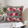 thumbnail image 6 of Fotbe Rose Flowers Pattern Velvet Decorative Throw Pillow Covers with Elegant Piping, Soft Plush Cushion Cover for Sofa, Bed, Car, Office-20"x20", 6 of 8