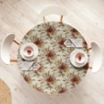 thumbnail image 4 of Ambesonne Vintage Fitted Round Tablecloth, Garden Flowers Autumnal Art, 40"- 44" Diameter, Cinnamon Pale Khaki Beige, 4 of 5