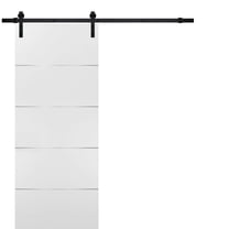 Barn Sliding White Door 32x96 with Black Hardware