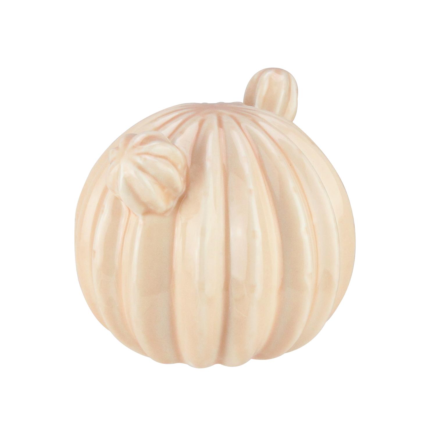 5" Peach Textured Stripe Ceramic Cactus Decoration