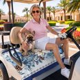 thumbnail image 3 of Golf Cart Seat Covers for 2 Seater,Navy Blue Christmas Microfiber Cart Seat Towel Blanket,Poinsettia Xmas Ball Berry Winter Absorbent Breathable Non Slip Bench Seats Protector for Golf Course 51"x31", 3 of 9