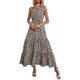thumbnail image 1 of Vestido floral de verano para mujer, con un hombro, sin mangas, nudo con volantes, dobladillo fluido, bohemio, maxi vestidos XL, 1 of 5