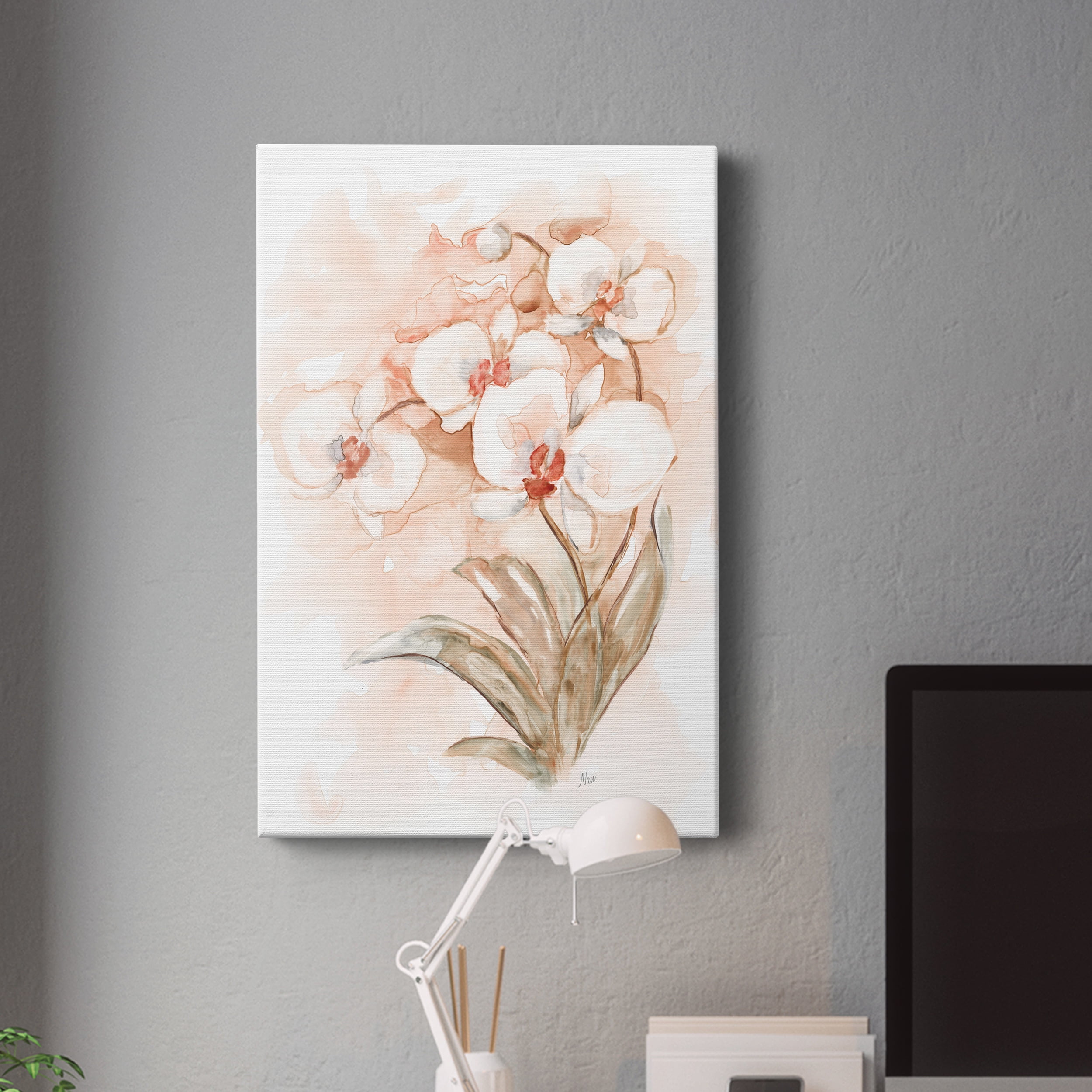 White and Coral Orchid II Premium Gallery Wrapped Canvas - Ready to Hang - 24 x 36