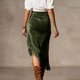 thumbnail image 4 of Falda de Franja para Mujeres de Cintura Alta Bodycon Midi Asimétrica Split Western Style, 4 of 8
