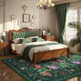 thumbnail image 3 of Lahome Washable 5'x7' Boho Floral Area Rug, Forest Green Rugs for Living Room, Non-Slip Ultra-Thin Soft Carpet for Bedroom Entryway Dining Room Under Table Kitchen Dorm, Forest Green, 3 of 9