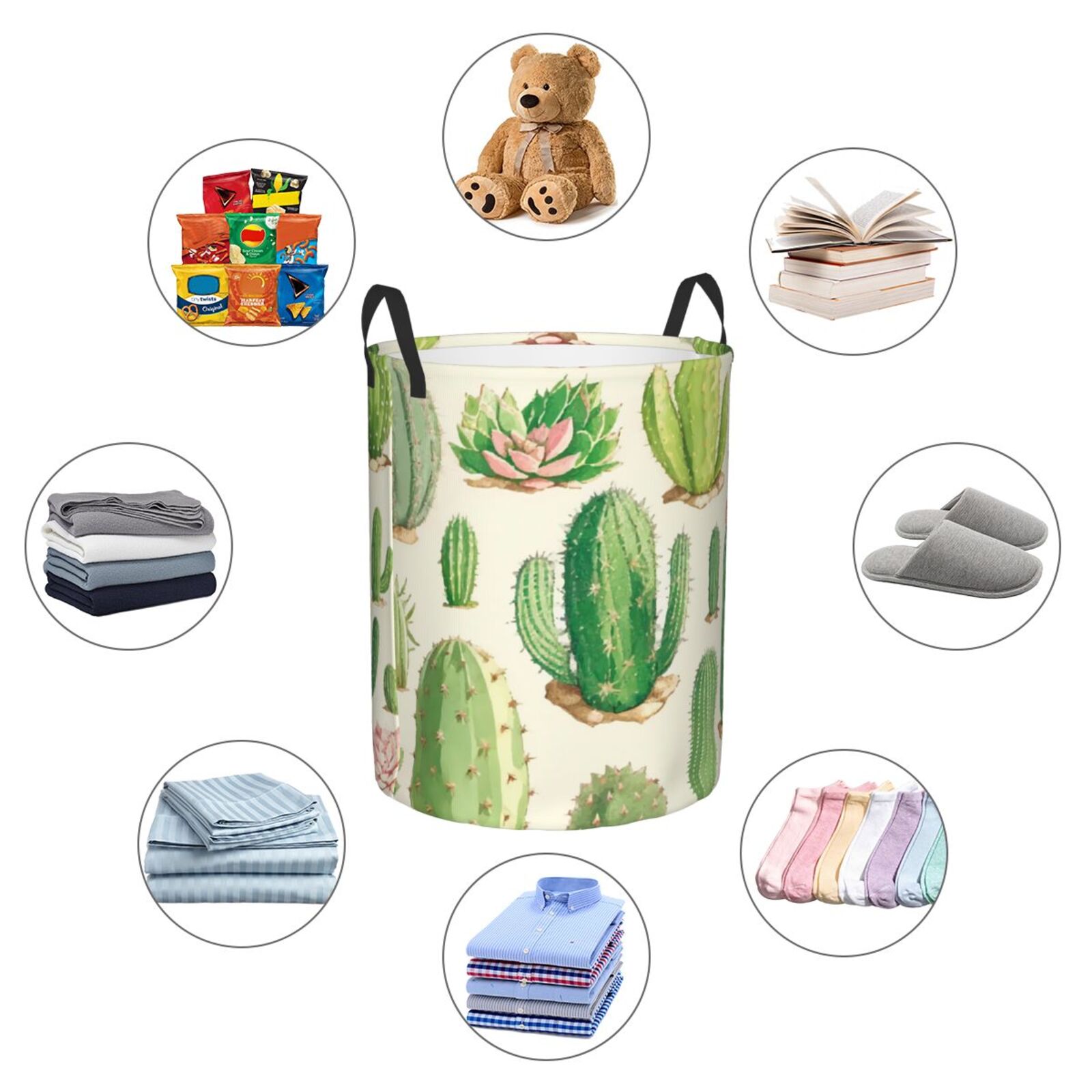 Visesunny Llama Cactus Laundry Hamper - Large Capacity, Water-Resistant Oxford Cloth, Foldable Basket For Bedroom, Bathroom - View #5