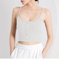 thumbnail image 2 of Jinhomg Womens Cotton Knit Tank Tops Casual Spaghetti Strap Camisole Lightweight Button Down Square Neck Crop Tops Cute Y2K Going Out Wear White XL, 2 of 7