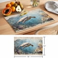 thumbnail image 6 of Ocean Turtle Placemats Set of 8 Retro Coral Reef Illustration Coastal Place Mats Indoor Wipeable Table Mats Washable Cloth Dining Table Placemats for Kitchen Holiday Party Home Decor 13x19 Inch, 6 of 9