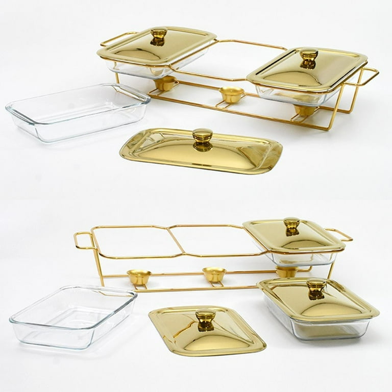 Food Warmers Trays 3 Grid 1.3L 1.5L Buffet Food Warmer Pot Stable Rectangular Cookware Serving Dish Food Heating Container for Party Wedding