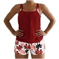 thumbnail image 2 of Ailaofu Ensemble Tankini Décontracté à Imprimé Feuilles pour Femmes - Bikini 2 Pcs avec Culottes Garçonnes, 2 of 5