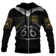 thumbnail image 4 of Sudadera con capucha y cremallera para hombre, informal, nueva, de primavera y otoño, con estampado de la Ruta 66, de manga larga, estilo urbano, holgada y de gran tamaño, 4 of 5