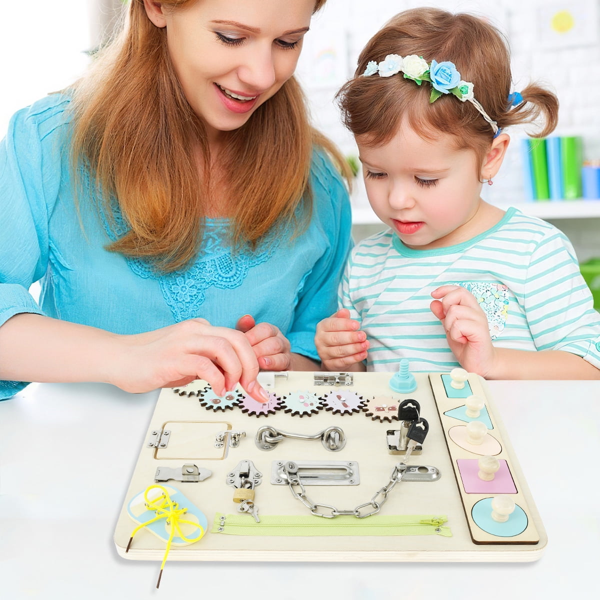 Littleduckling Toddler Montessori Busy Board Wooden Sensory Board