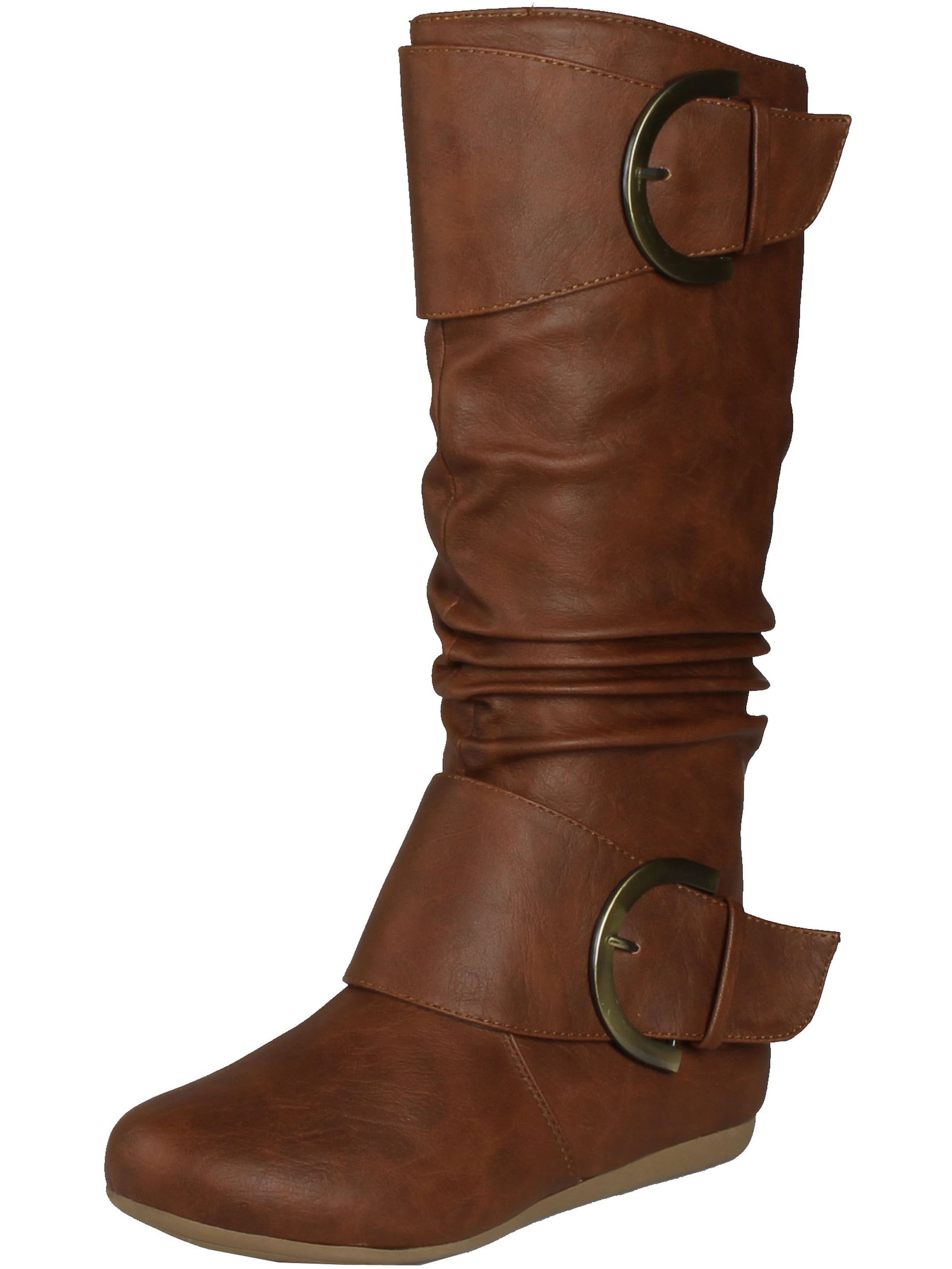Top Moda - Top Moda Women's Bank 85 Slouch Boots with Buckle, Tan, 7 ...