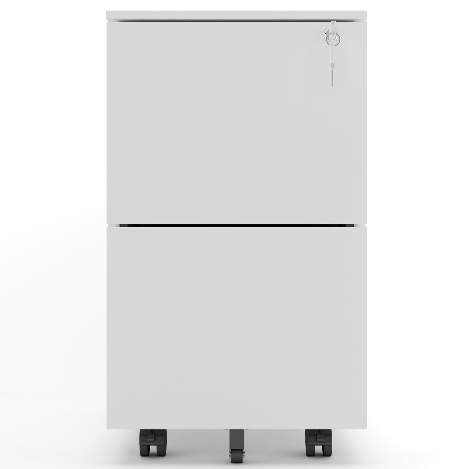 Kepooman 2-Drawer Mobile Steel File Cabinet with Lock for Legal/Letter Size, 15"L x 19.6"W x 24.4"H, White
