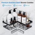 thumbnail image 3 of ALLJOY Corner Adhesive Shower Caddy, Rustproof Stainless Steel Bathroom Organizer, No Drilling Wall Mounted Rack, Black, 5-Pack, 3 of 6