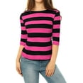 thumbnail image 3 of Dde San Patricio Camisecon mangas de codo pamujer Camisebásiinformal con cuello de barco y corte ajustado Negro fucsM, 3 of 6