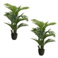 thumbnail image 1 of Artificial palm trees in small black planter|2 pack - 32" fake palm tree|Vintage Home, 1 of 4