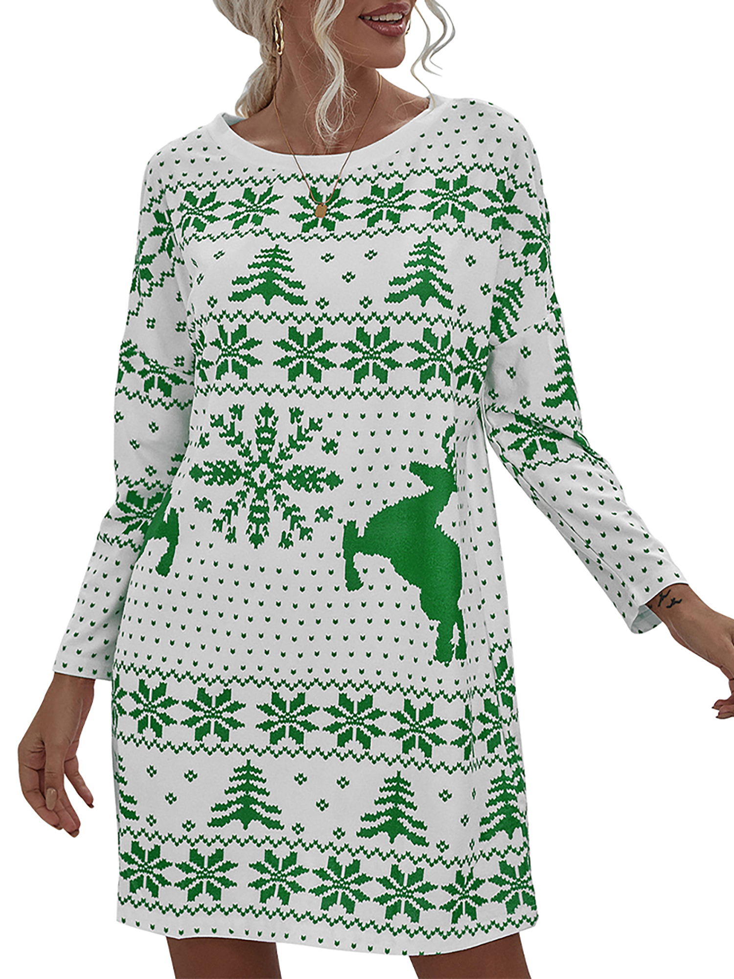 LilyLLL Womens Snowflake Print Long 