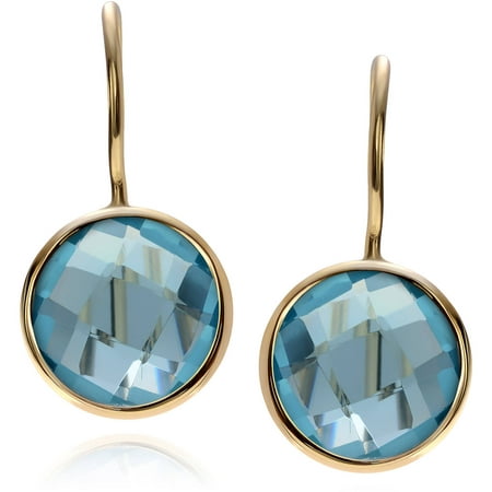 Brinley Co. Women's CZ 14kt Gold-Plated Sterling Silver Circle Dangle Earrings, Light Blue